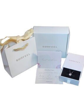 2 Ct Sterling Silver Necklace Single Cubic Zirconia Pendant NWT